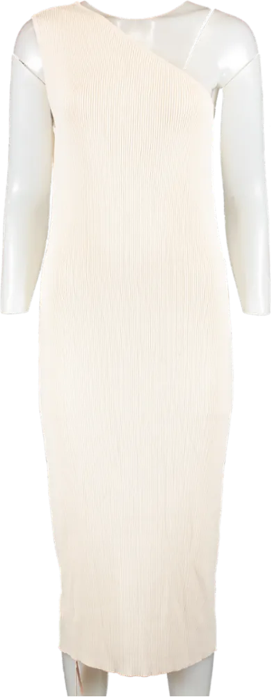 ALB Anne Louise Cream Everyday - Stone One Shoulder Dress UK M