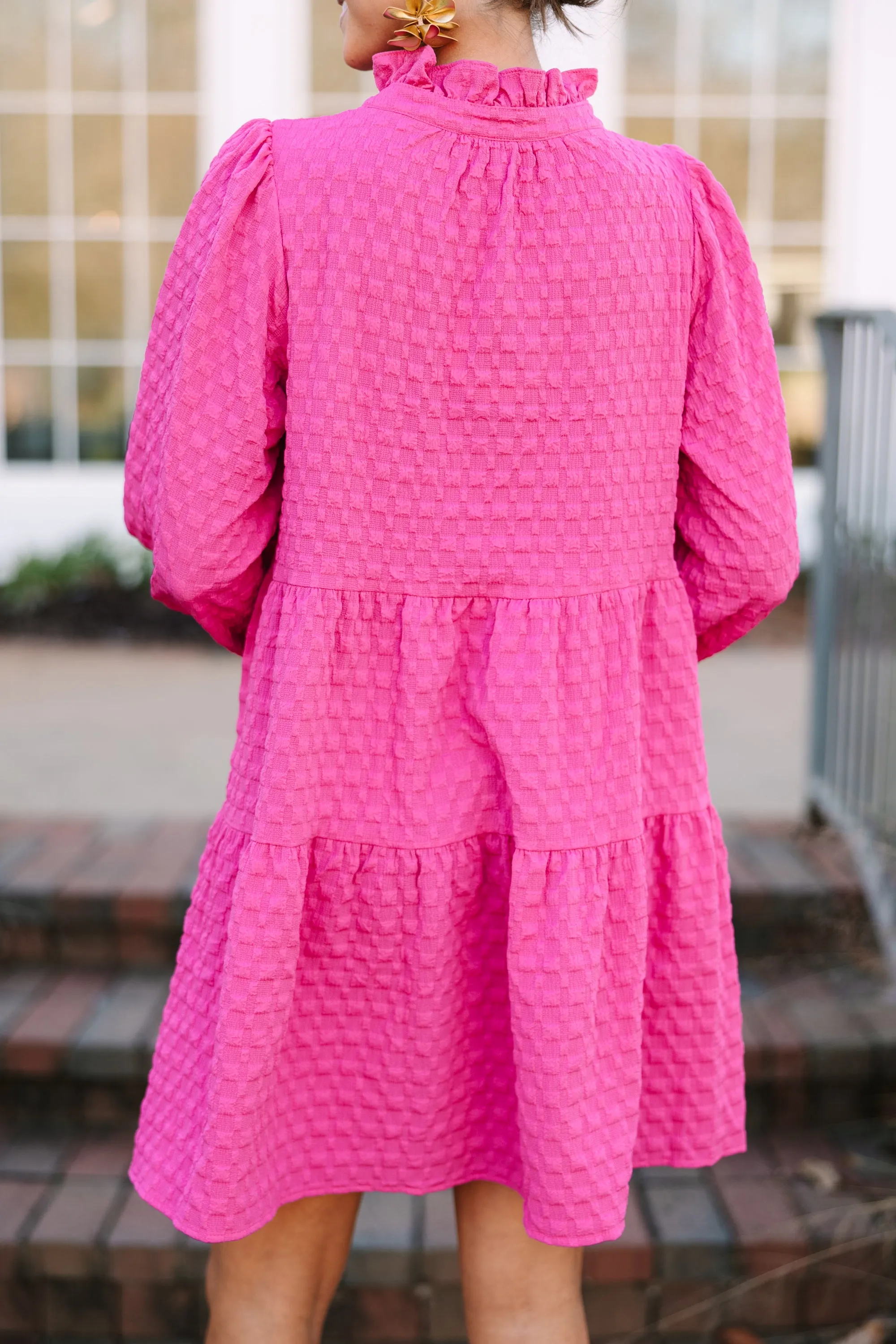 All Up To You Hot Pink Textured Dress