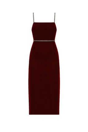 AMYA BURGUNDY MIDI DRESS