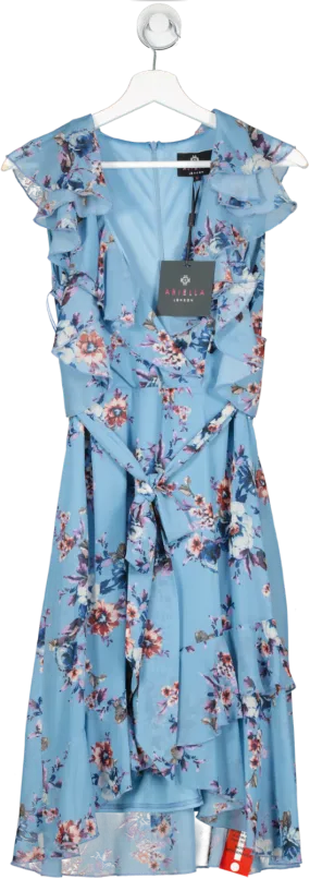 ARIELLA LONDON Blue Floral Ruffle Midi Dress Bnwt UK 16