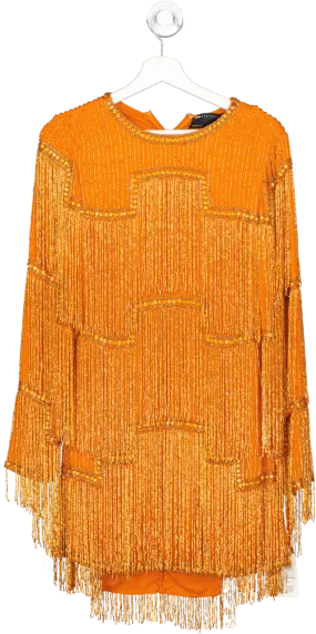 Here’s an optimized title for the product:

ASOS Womens Orange Embellished Shift Mini Dress with Beaded Fringe - Size UK 10