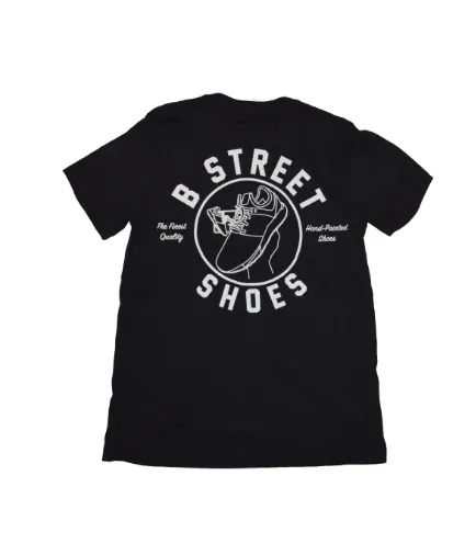 B Street Pocket Tee-Shirt- Black with Retro Logo- LIMITED QUANTITY & SIZING