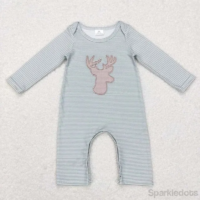 Baby Romper - Boys Applique - Deer Western Sage Layette