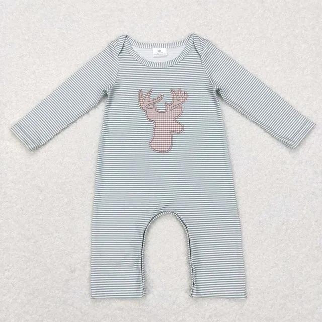 Baby Romper - Boys Applique - Deer Western Sage Layette