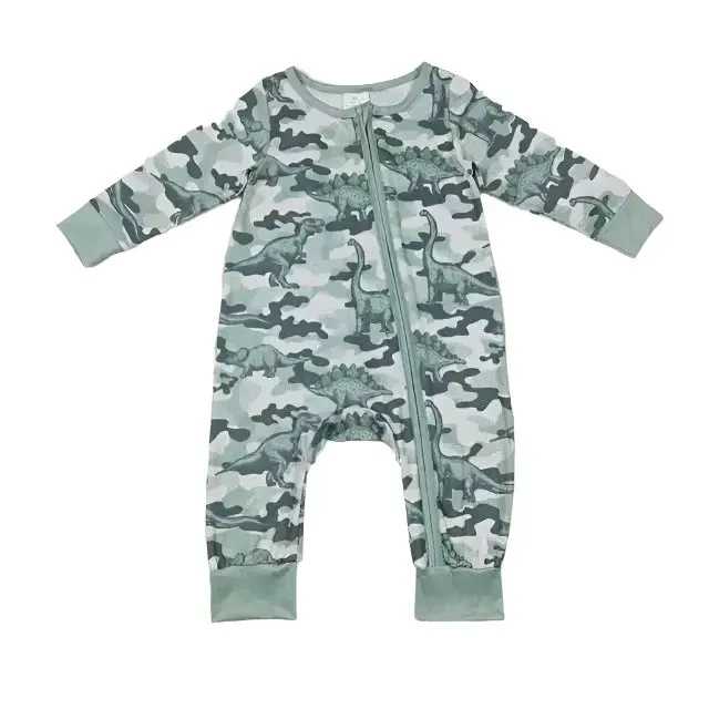 Baby Romper - Boys - Zip - Camo Dinosaurs Western Unisex