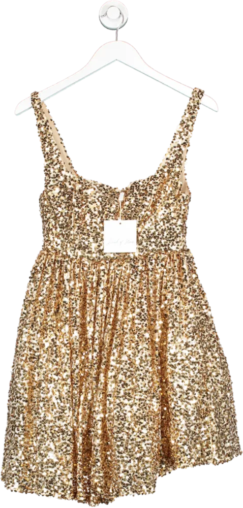 Band of Stars Metallic Square Neck Sequin Skater Dress UK S