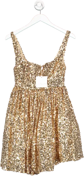 Band of Stars Metallic Square Neck Sequin Skater Dress UK S