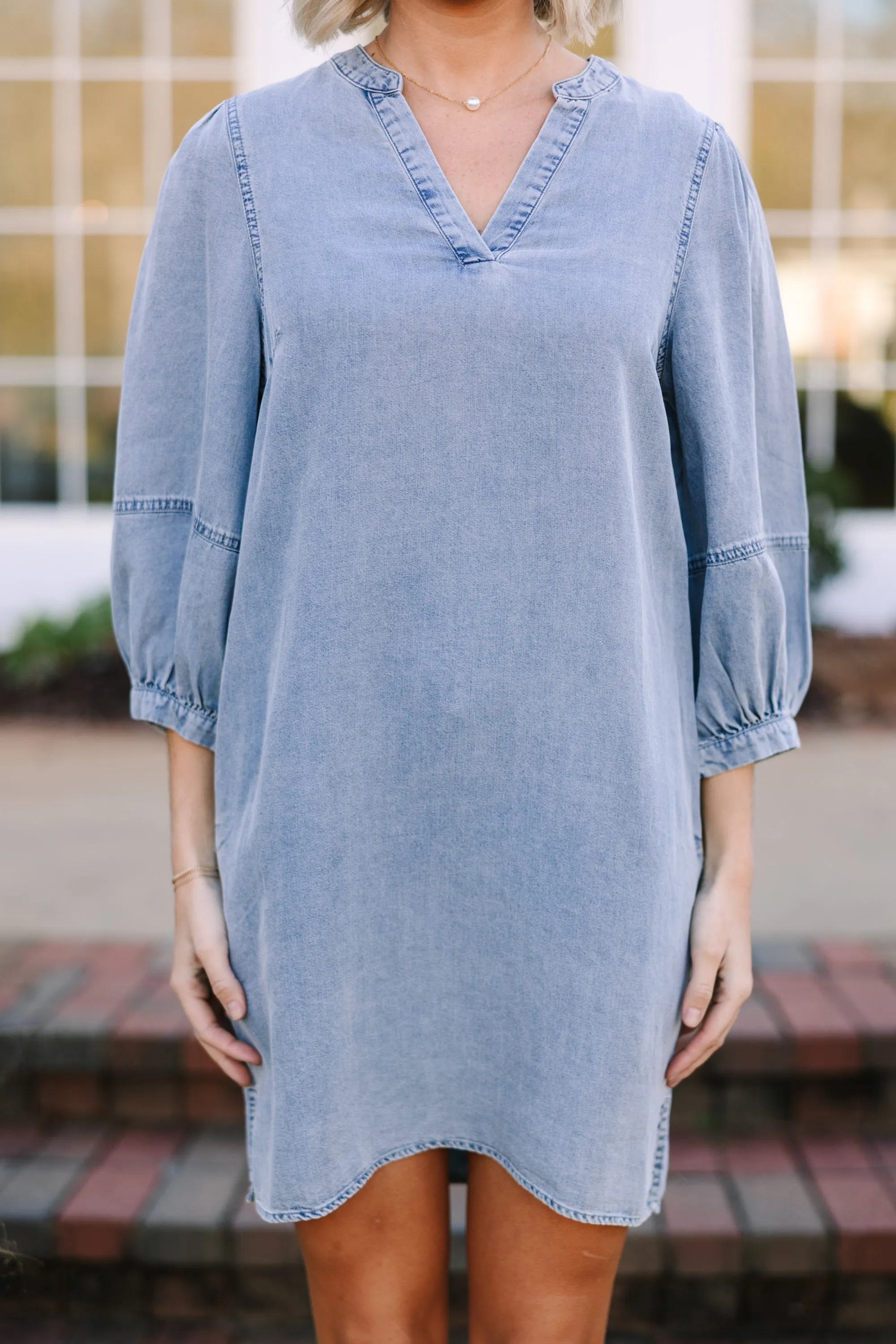 Be Your Own Person Denim Blue Shift Dress