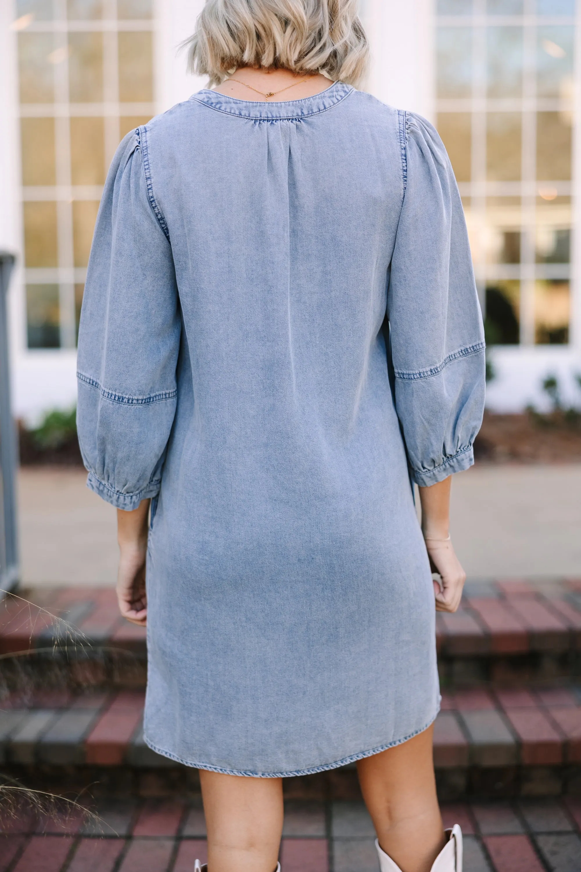 Be Your Own Person Denim Blue Shift Dress