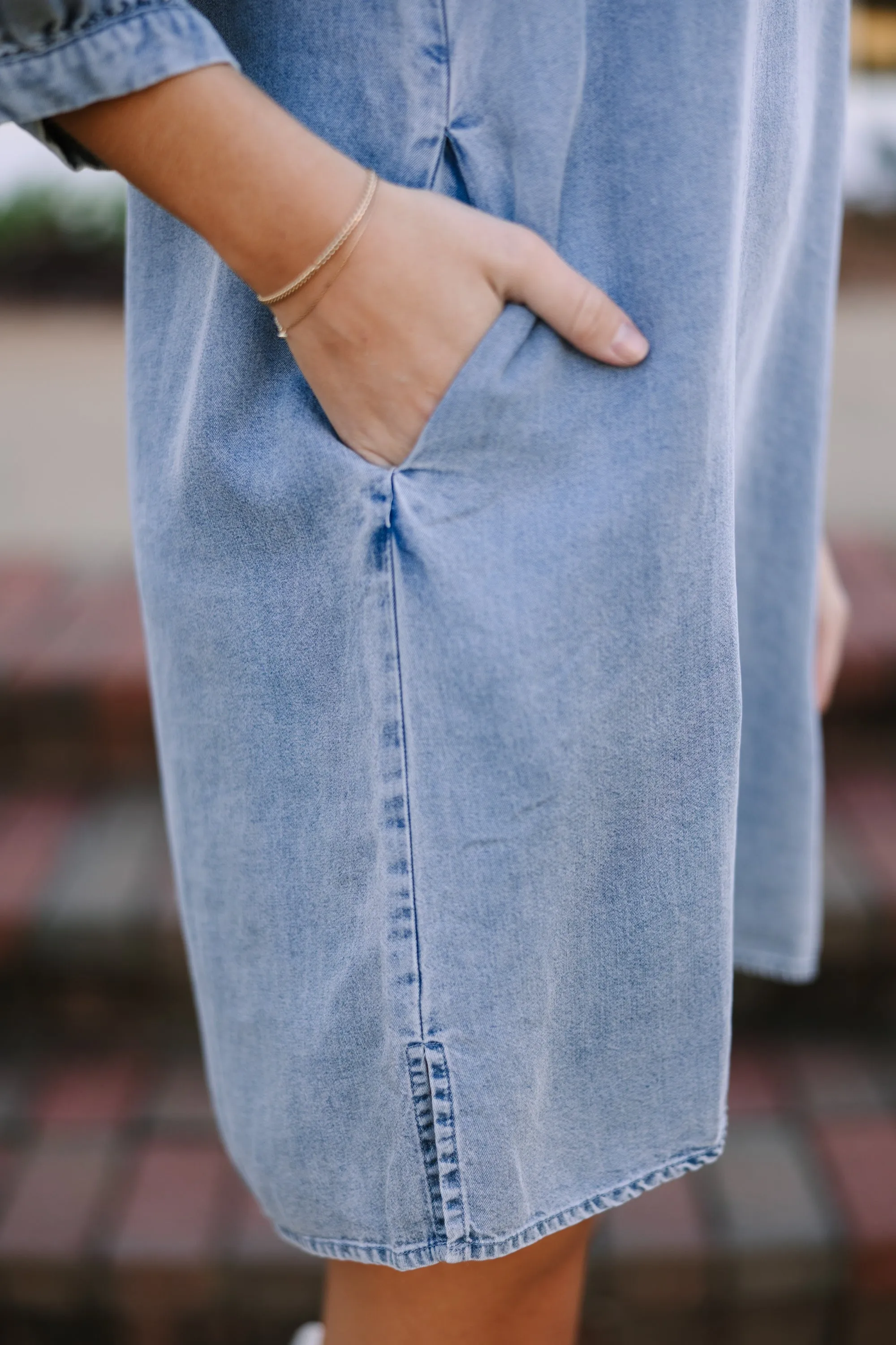 Be Your Own Person Denim Blue Shift Dress