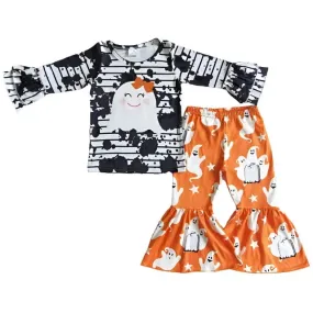 Black & White Ghost Cutie - Girls Halloween Western Outfit