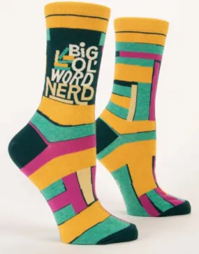 Blue Q - Big Ol Word Nerd W-Crew Socks