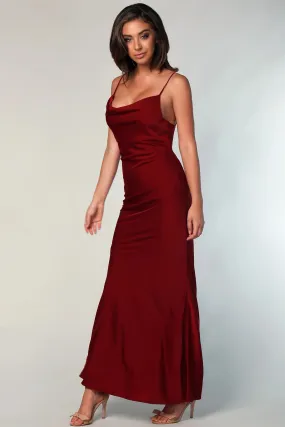 Burgundy Spaghetti Sheath Bridesmaid Dresses, Newest Wedding Guest Dresses, Long Bridesmaid Dresses, Simple Prom Dresses