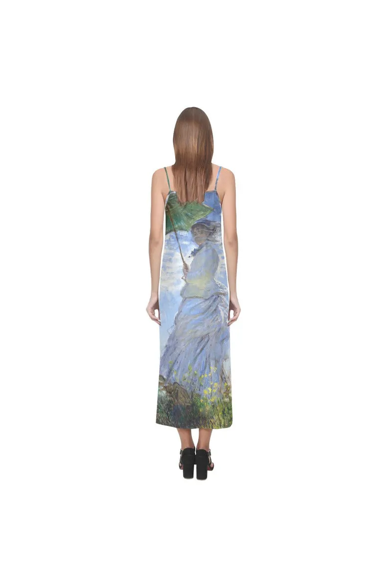 Claude Monet V-Neck Open Fork Long Dress(Model D18)