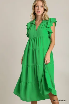 Doing My Best Tiered Midi Dress • Jade