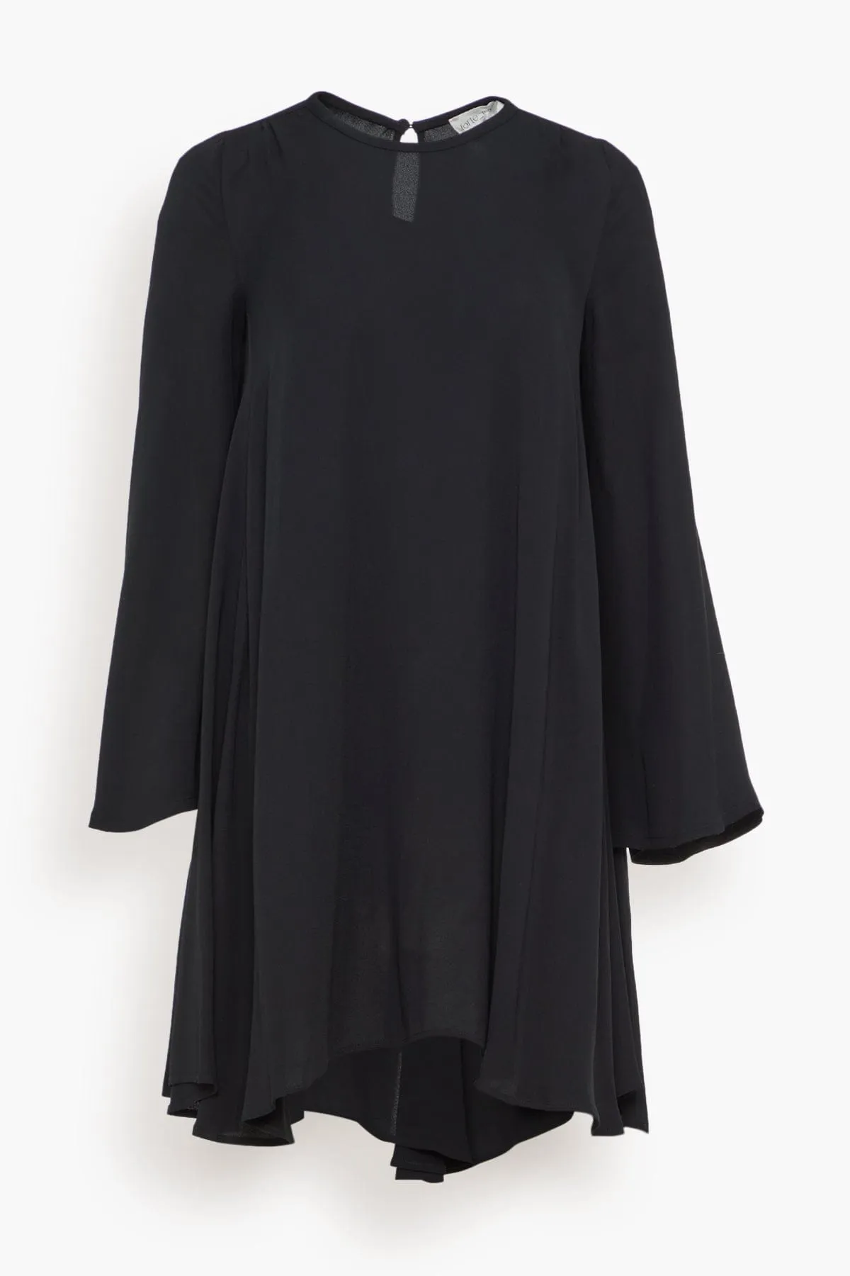 Double Georgette Long Sleeve Dress in Nero