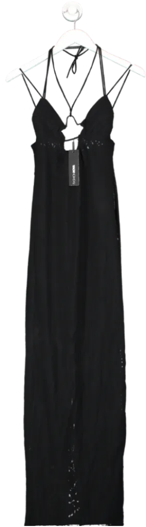 Fashion Nova Black Sultry Goddess Maxi Dress UK XS