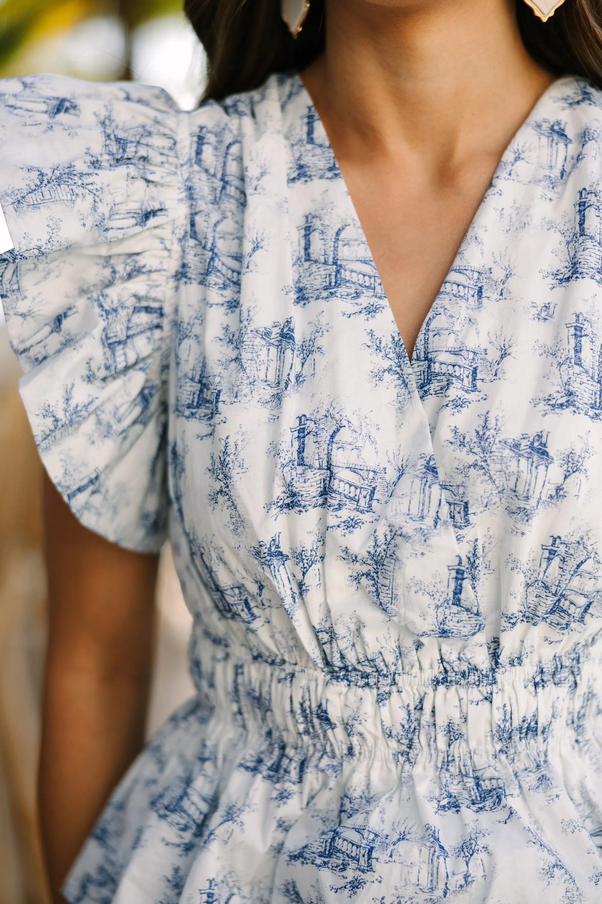 Find Yourself Blue Toile Dress