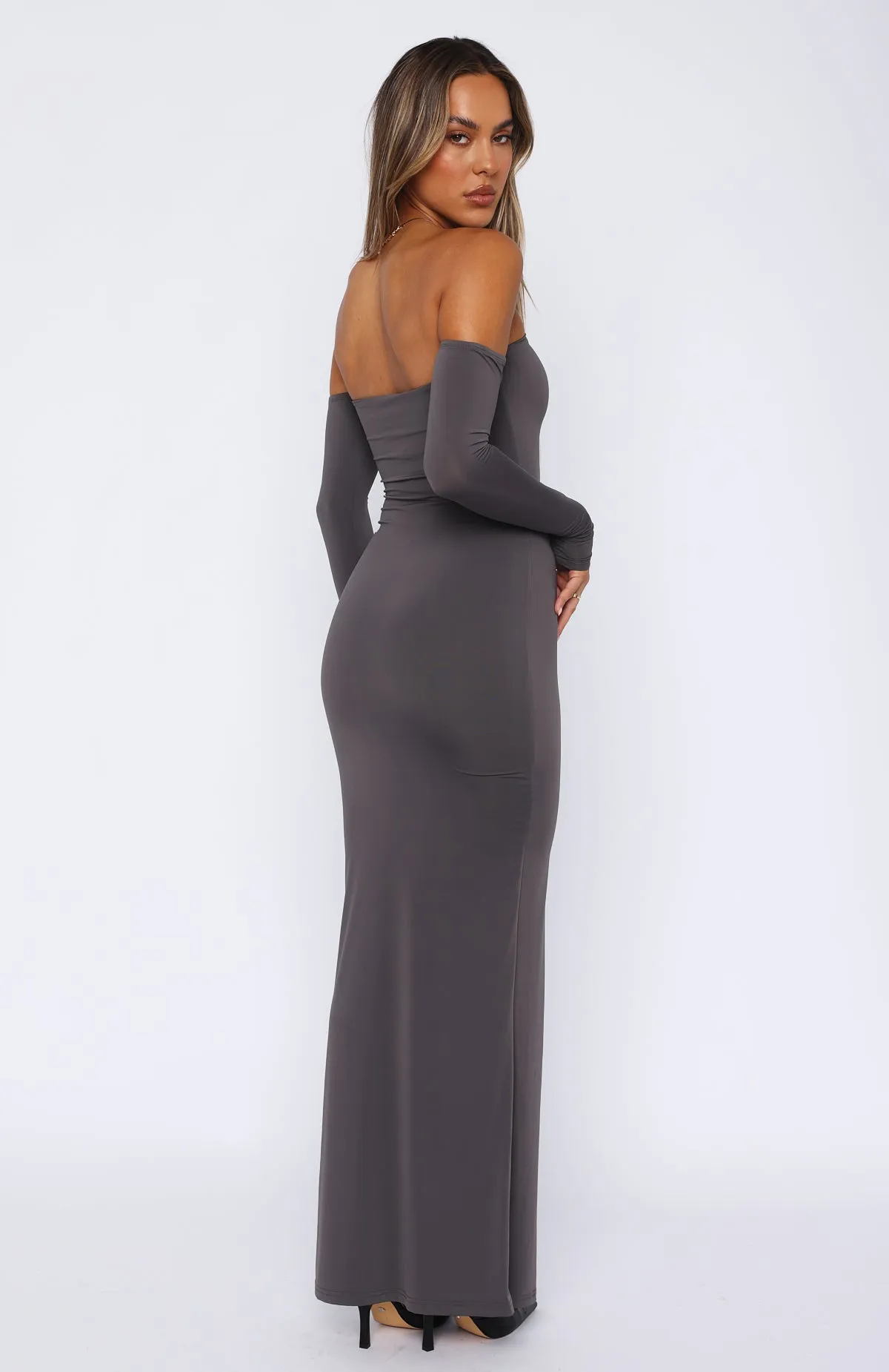 Good Enough Long Sleeve Maxi Dress Charcoal