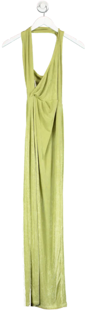 Green Cut Out Side Split Maxi Dress UK M