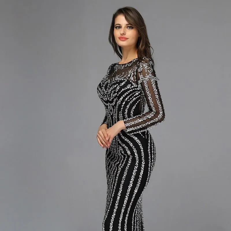 Huda Beaded Long Sleeves Maxi Dress