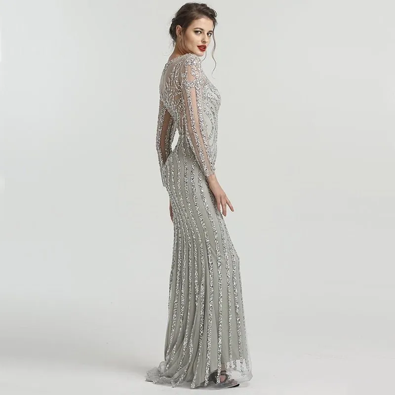 Huda Beaded Long Sleeves Maxi Dress