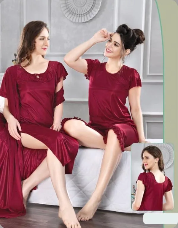 Indian Bridal 4Pc Stylish Gown Nighty Set