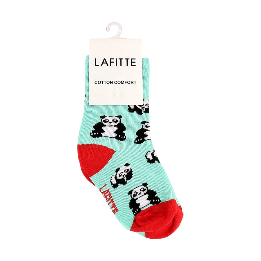 KIDS PANDA BEAR SOCKS - AQUA