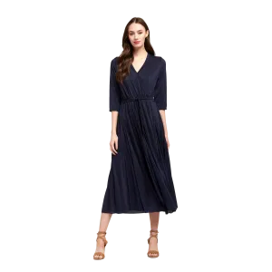 Lurex Crossover Dress Navy