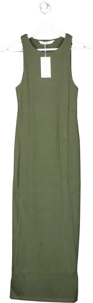 MANGO Green Cotton Midi Dress BNWT  UK 8