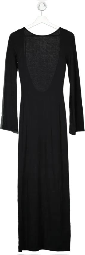 Meshki Black Marleigh Flare Sleeve Knit Maxi Dress UK XS