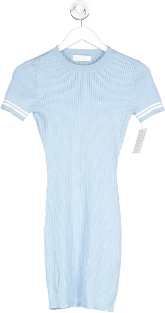 Meshki Blue Ribbed Short Sleeve Mini Dress UK S