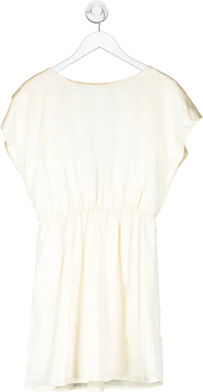 Molly Bracken Cream Satin V Neck Mini Dress UK S