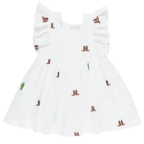 Pink Chicken Girls Elsie Dress - Rodeo Embroidery