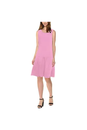 pink solid Sleeveless Splicing Shift Dress