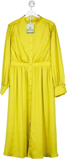 Somerset by Alice Temperley Green Button Front Satin Midi Dress, Lime BNWT UK 14