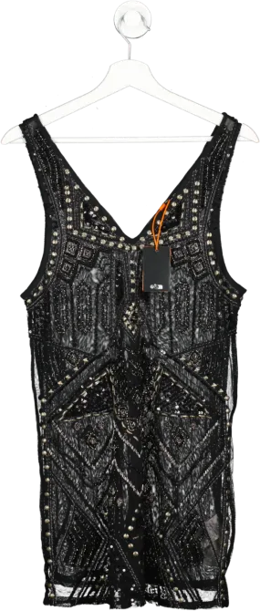 Superdry Black Embellished V Neck Mini Dress UK XS