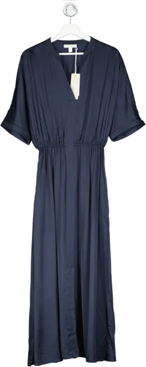 The White Company Blue Washed Satin Maxi Dress UK 12