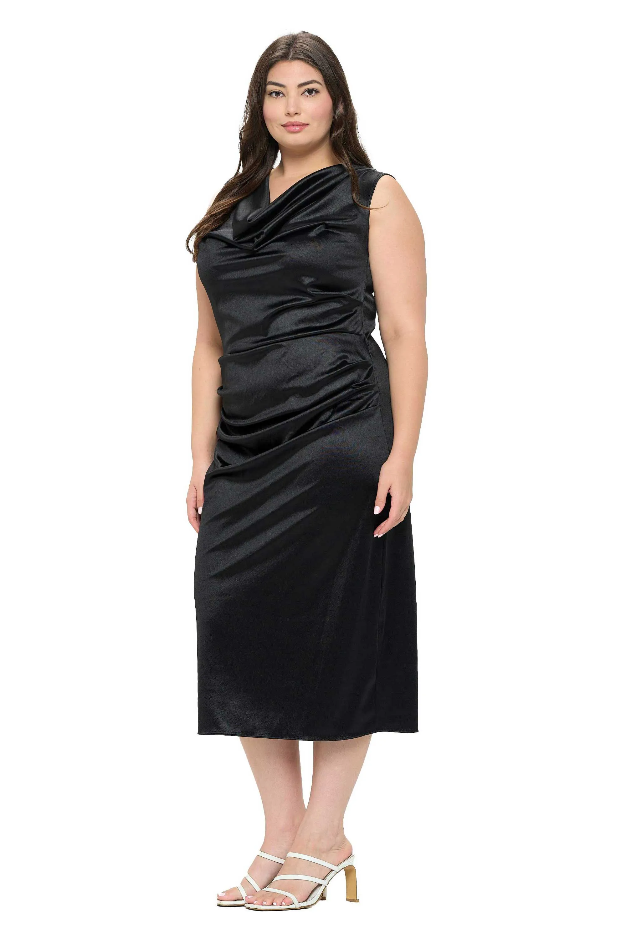 Topanga Satin Stretch Cowl Dress