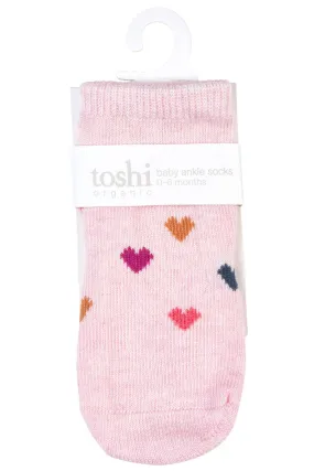 Toshi Organic Socks Ankle Jacquard - Hearts