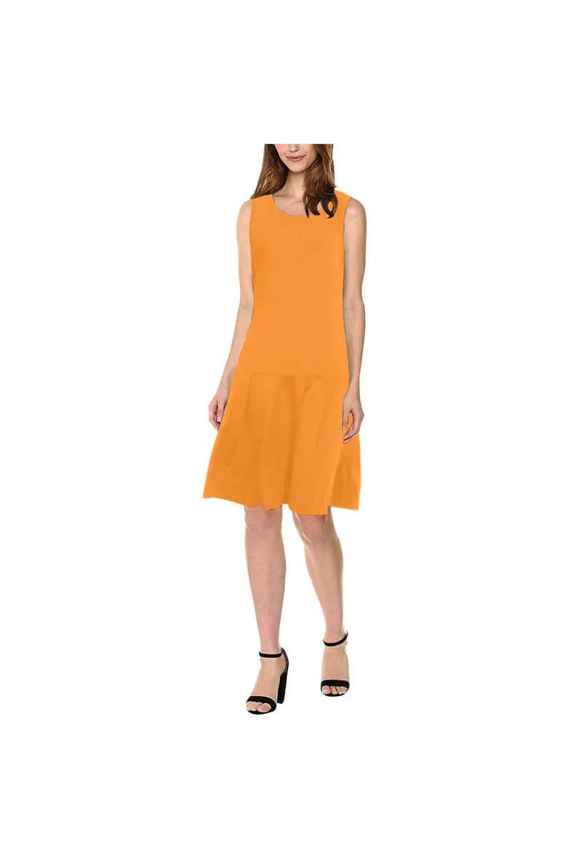 Turmeric Timbre Sleeveless Splicing Shift Dress(Model D17)