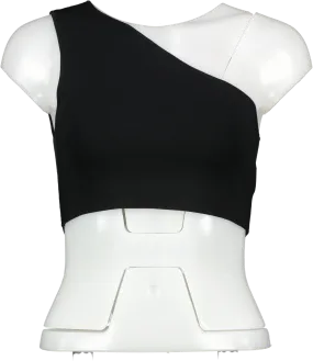 Victoria Beckham Black Vb Body One Shoulder Crop Top UK 8