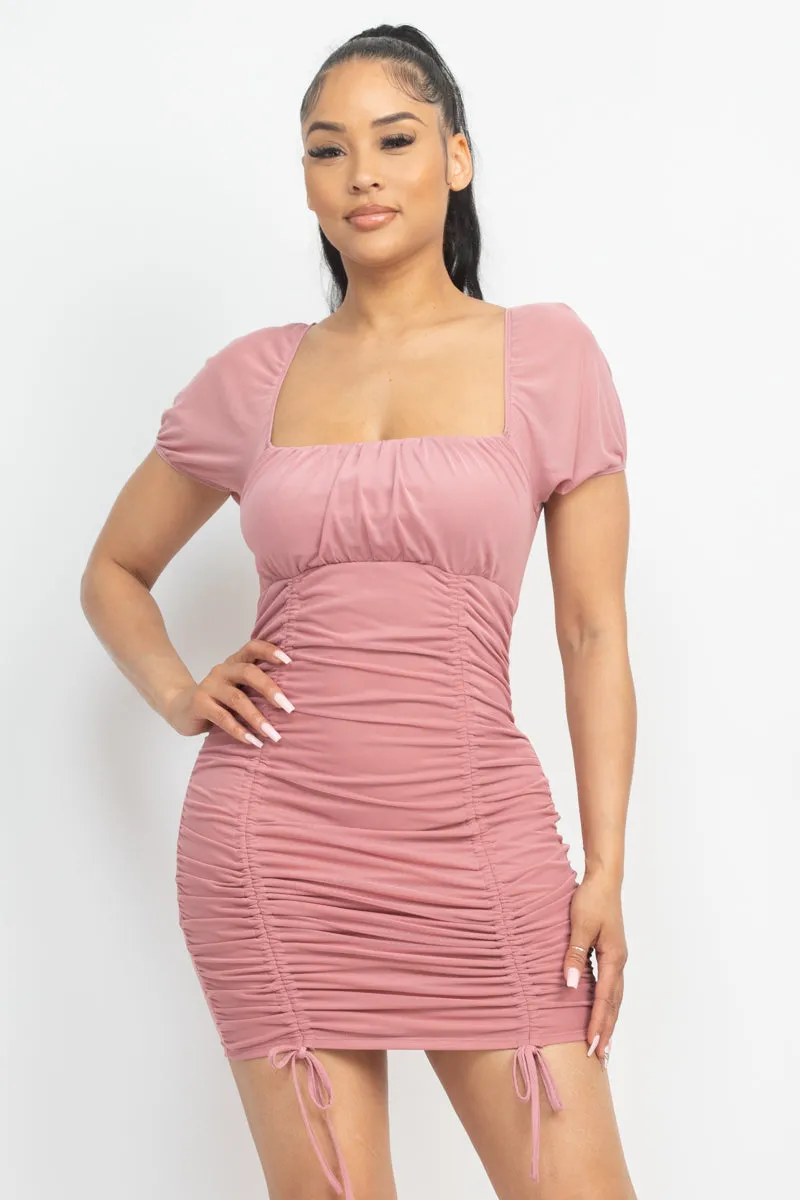 Wholesale Ruched Square Neck Mini Dress