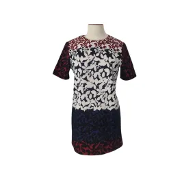 ZARA Leaf Print Short-sleeves Tri-color Knit Knee-length Dress | Gently used |